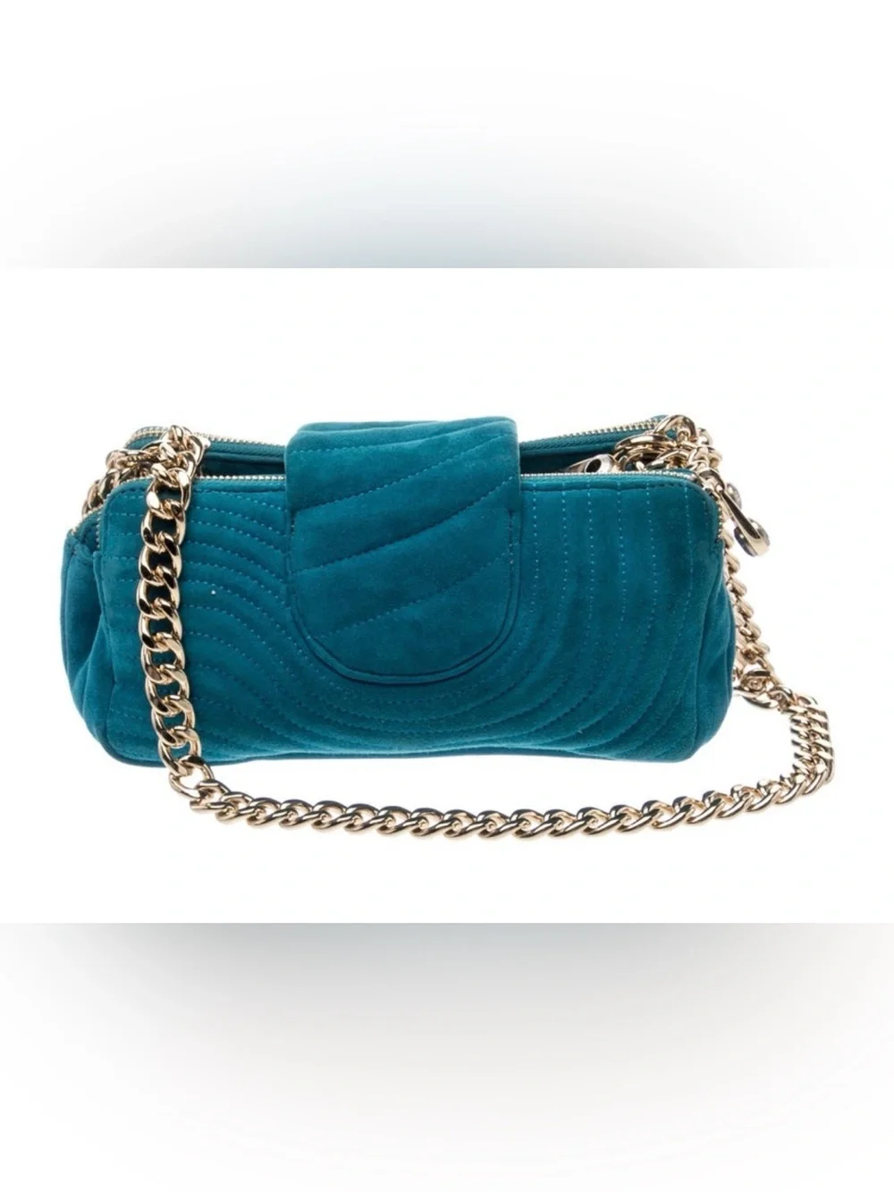 SOLD LIVE! Henri Bendel Suede Teal Quilted Chain Shoulder Bag!